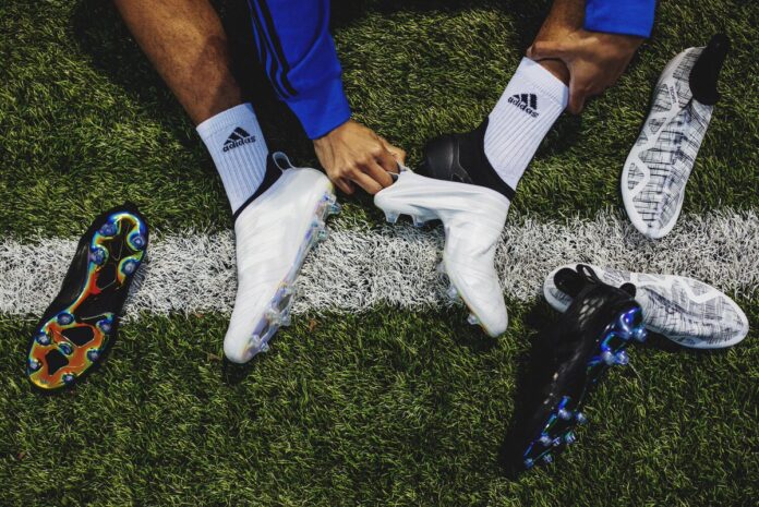 soccer turf shoes on grass
