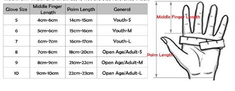 SportOut Goalie Glove Size Chart